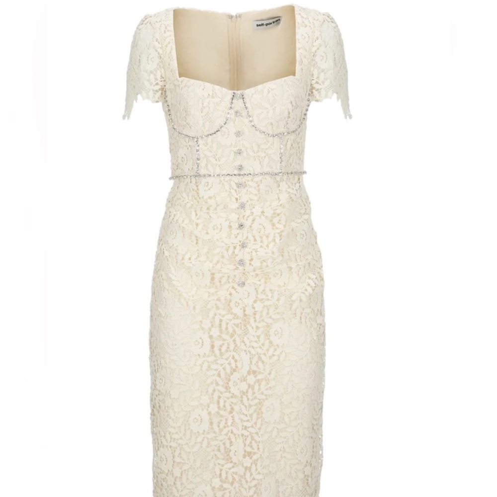 NWT Self-Portrait bustier style lace midi dress